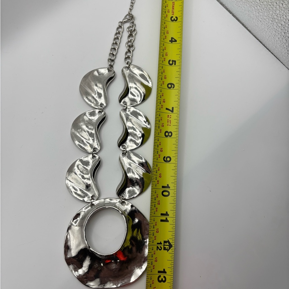 Chic, Chunky Silver Tone Reversible Statement Nec… - image 4